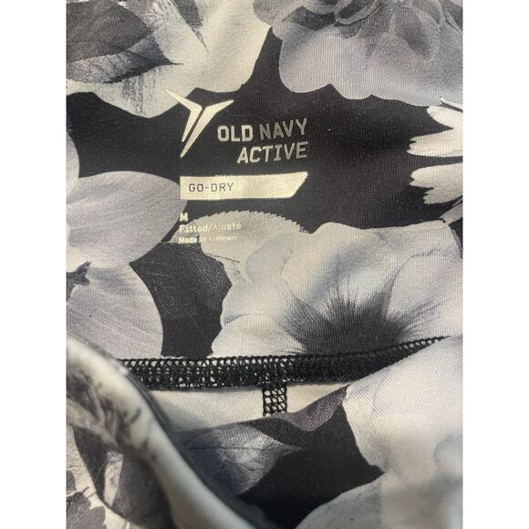 Old Navy Active Cropped Leggings Womens Medium Black Gray Floral High Waist - Picture 3 of 3